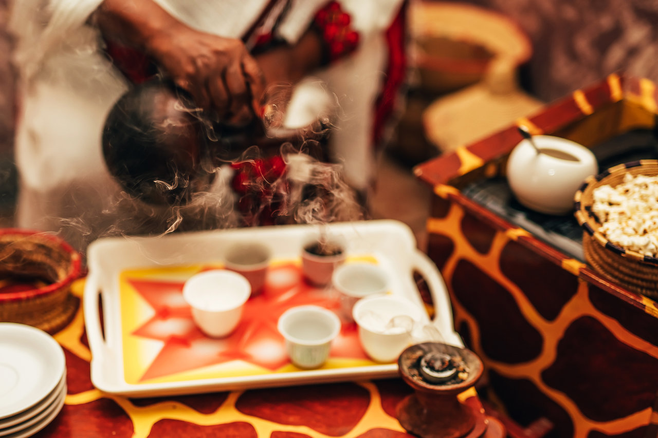 An Ethiopian coffee ceremony