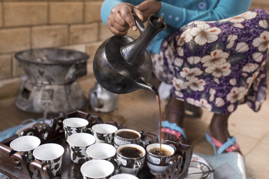 An Ethiopian Coffee Ceremony showing the African Coffee Origins
